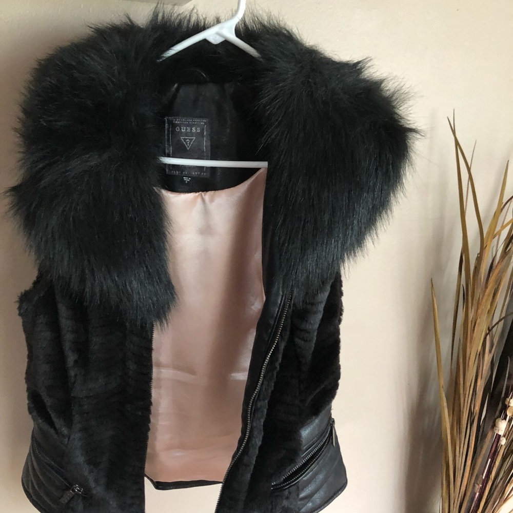 Guess faux fur and leather vest